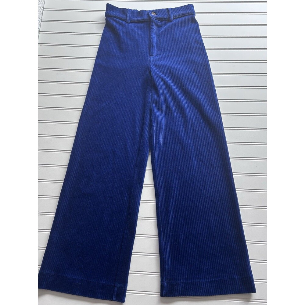 Z Supply Royal Blue Corduroy Wide Leg Pants XS High Rise Cobalt Ribbed Stretch - Picture 2 of 9